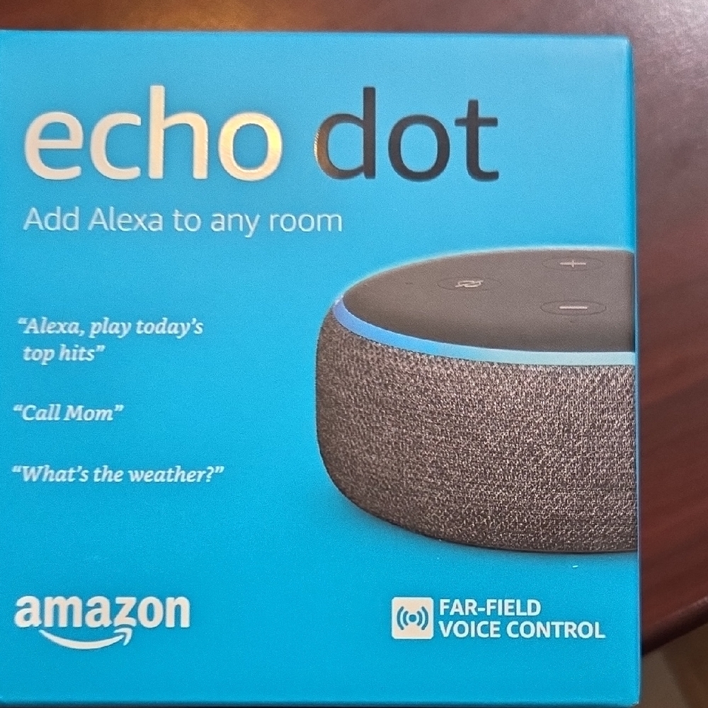 Amazon Echo Dot with Blue and Gray Design